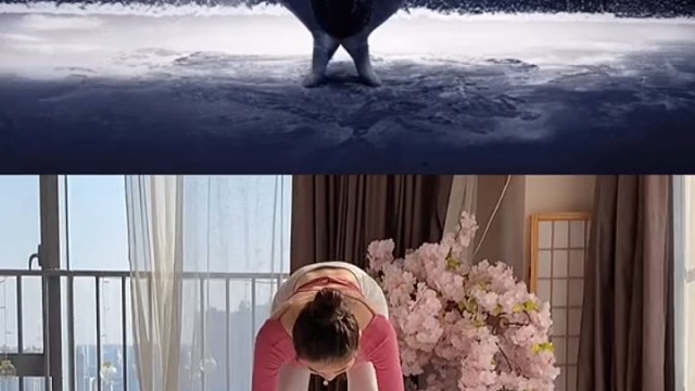 练瑜伽的美女很美！