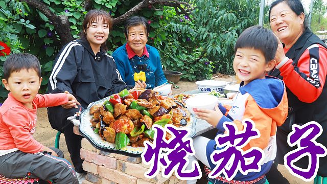 菜园蔬菜成熟，摘上点新鲜的做烧茄子，软嫩有味，奶奶吃了连夸好