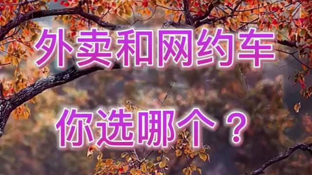 送外卖和开滴滴网约车你会选择哪一个？现在还能加入滴滴车主吗？