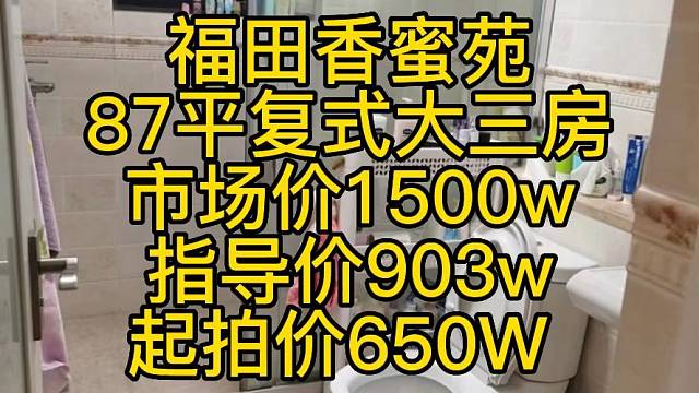 福田香蜜苑
87平复式大三房
市场价1500w
指导价903w
起拍价650W
