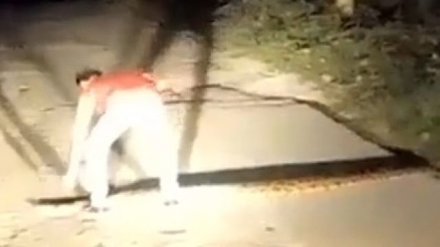 男子把蟒蛇扔到一边，让路吧大baby