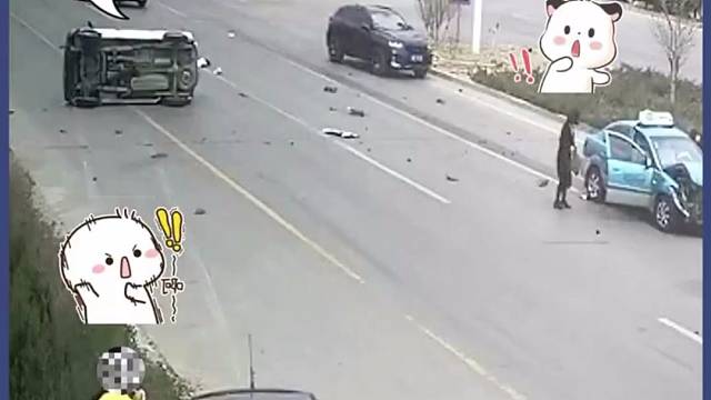 面包车随意掉头，造成事故，幸好人没事