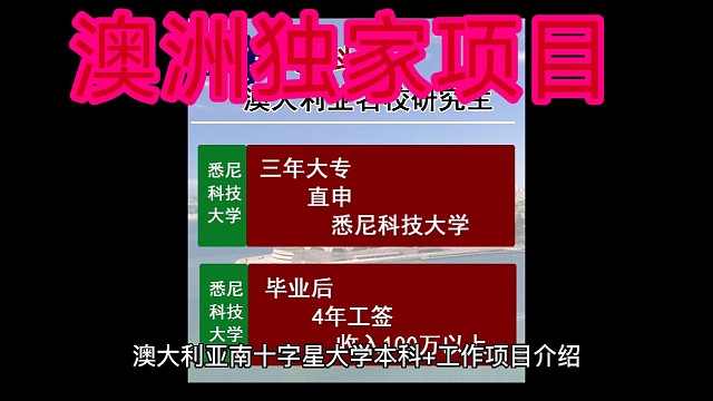 澳洲独家项目澳大利亚南十字星大学本科 工作项目介绍