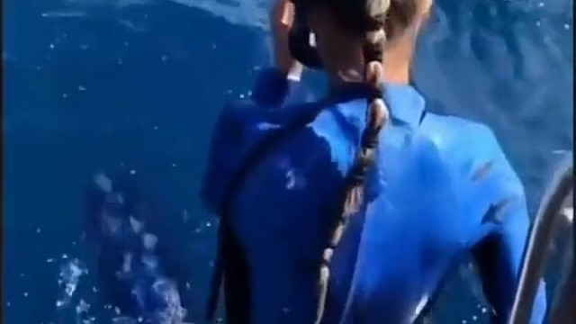 一女子刚要下海潜水，冒出的东西让人直冒冷汗~网友：得亏快了一秒