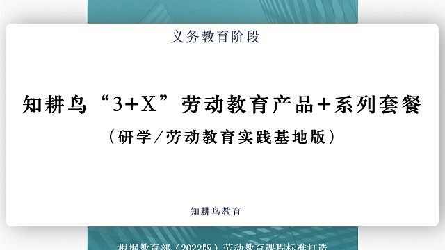 知耕鸟“3+X”劳动教育产品+系列套餐介绍（基地版）视频讲解版