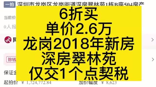 6折买
单价2.6万
龙岗2018年新房
深房翠林苑
仅交1个点契税