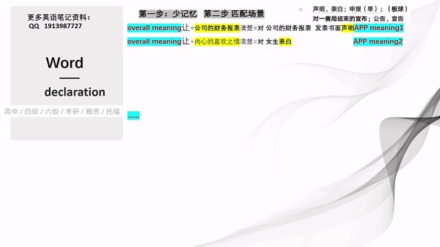 declaration2英语单词英语单词速记英式美式思维记单词教育英语教育英语小杰