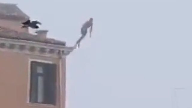 男子从楼顶偷跳威尼斯运河，官员怒斥其是“白痴”，敦促广大市民举报