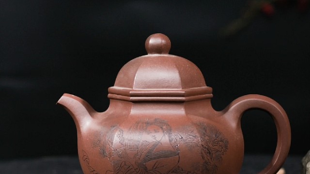 贵云紫砂六方掇球1000CC黄龙山原矿底糟青