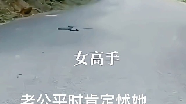 看见蛇她整个兴奋的跑上前踩住，抓住，再兴奋的跑