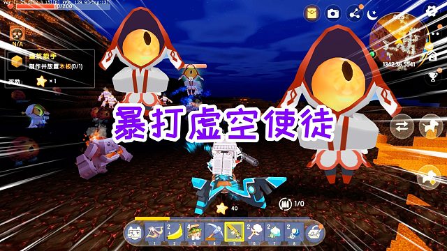 迷你世界硬刚生存8：为了附魔弓弩，跑到火山外围暴打虚空使徒