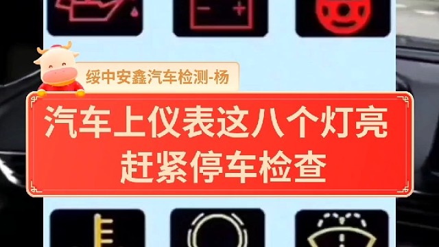汽车上仪表这八个灯亮赶紧停车检查