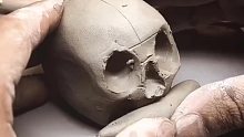 艺术家雕塑，头骨制作过程