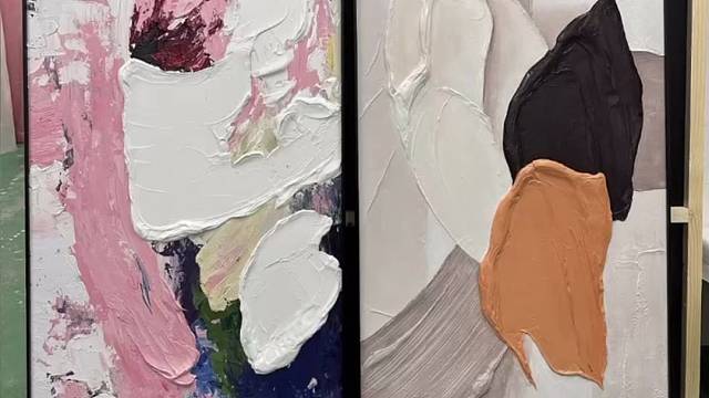 手绘立体肌理厚油抽象画