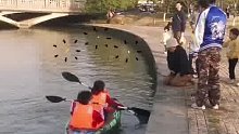 华师学生划船划到交大，被交大保安问话，这一幕被复旦学生拍下