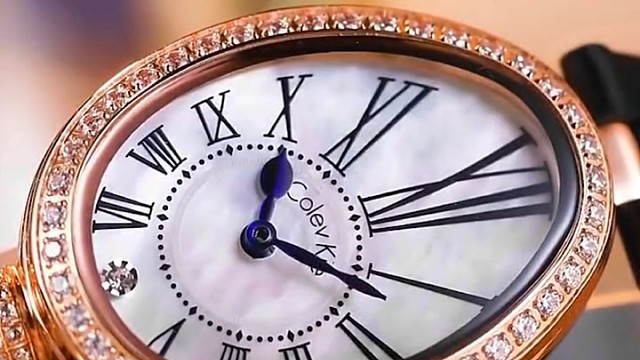 ColevKie正品小CK手表女2022新款椭圆形轻奢镶钻真皮女士表旗舰店#抖音好物年货节#女士手