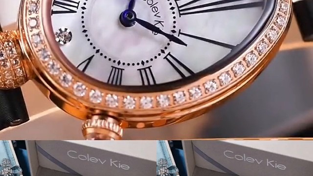 ColevKie正品，小CK手表，女2023新款，椭圆形轻奢镶钻，真皮女士表～#手表#好物推荐