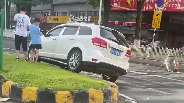 铲上绿化带 唯有女司机