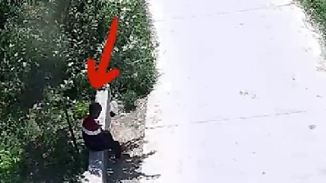 老人坐在路边乘凉，被货车上掉落的草捆砸中，老人受伤住院。