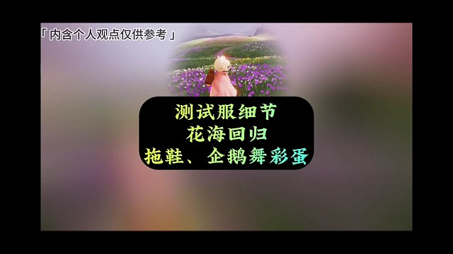 测试服小细节，拾光季花海回归，企鹅舞和拖鞋有彩蛋