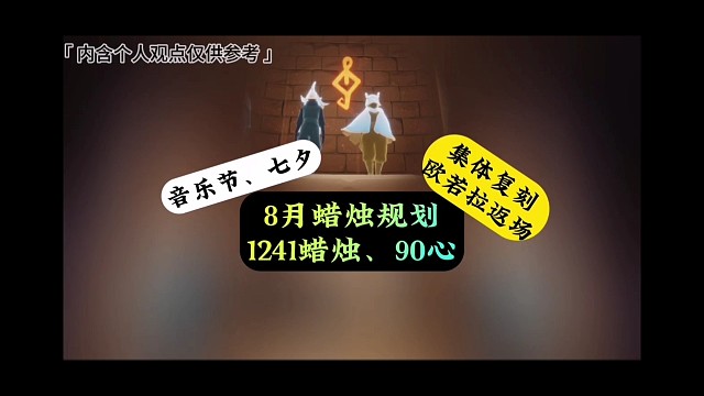 光遇8月蜡烛规划，四大玩法，准备1241白蜡烛