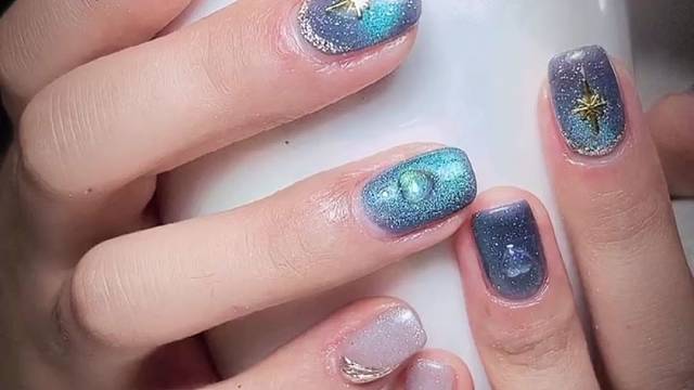 深邃星空闪蓝亮甲✨