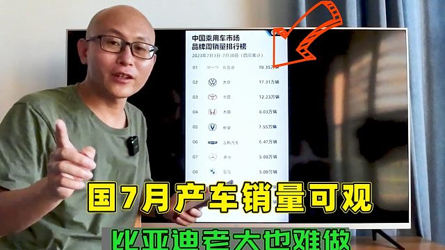 7月国产车销量可观，比亚迪老大也难做，家家有本难念的经