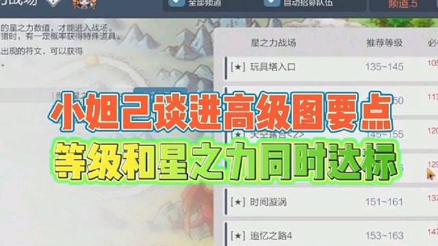 小妲己谈进高级图要点
等级和星之力要同时达标！