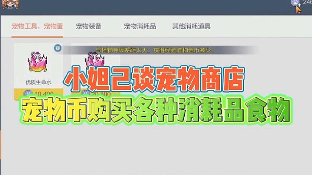 小妲己谈宠物商店系统
宠物币购买各种消耗品食物