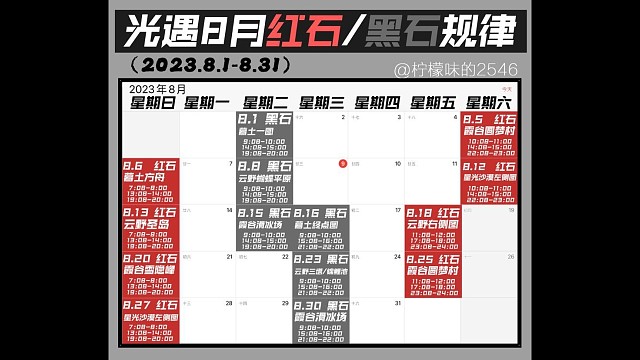 光遇8月红石/黑石规律