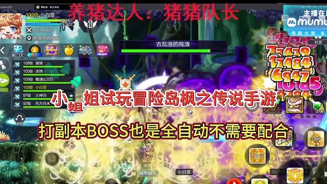 小姐姐玩冒险岛枫之传说手游，打副本BOSS全自动不需要配合！