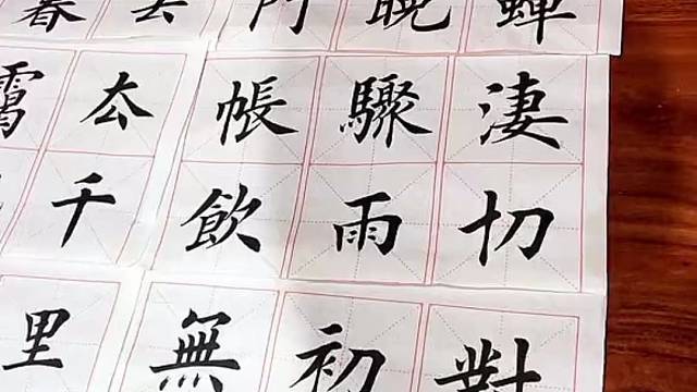 钟智玲楷书作品欣赏：雨霖铃。寒蝉凄切，对长亭晚，骤雨初歇。都门帐饮无绪，留恋处，兰舟催发。