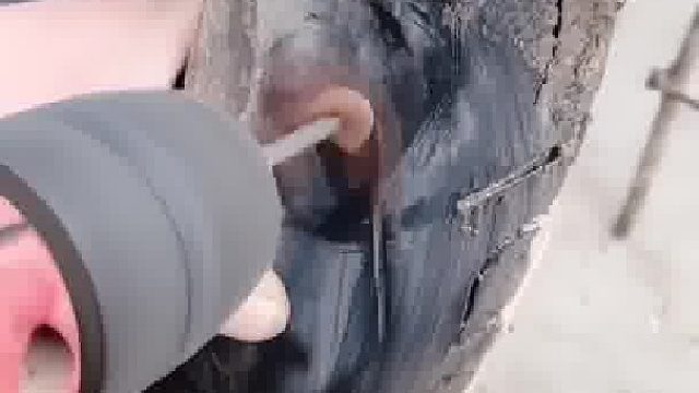 好多年没见这样的补胎了