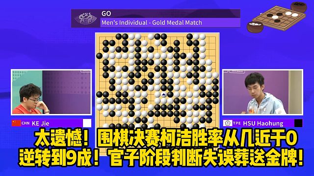 太遗憾！围棋决赛柯洁胜率从几近于0逆转到9成！官子阶段判断失误葬送金牌！