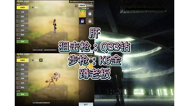 狙击枪：Q33钻，步枪：K6金，真不错，真好看，蹲老板