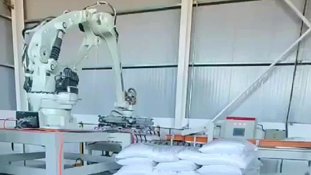 多关节智能机器人，可供多条生产线共用，适合多种垛型，真正的节约成本