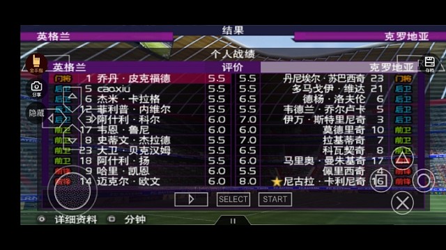 实况20对阵第二轮英格兰对克罗地亚