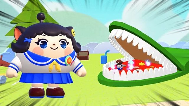 蛋仔派对：鳄鱼的嘴巴和牙齿太脏了，塔米帮鳄鱼刷牙！