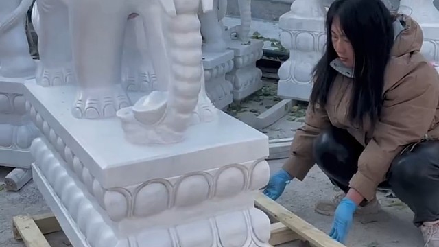 汉白玉大象一对