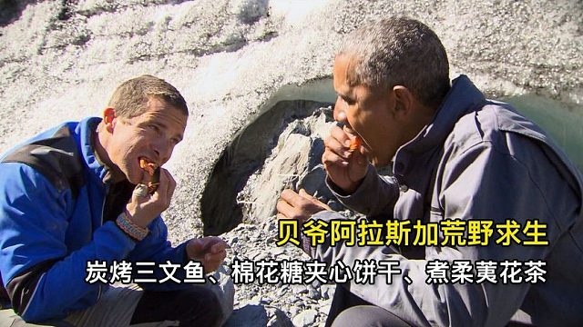 贝爷与奥巴马组队荒野求生，炭烤三文鱼、棉花糖饼干、煮柔荑花茶