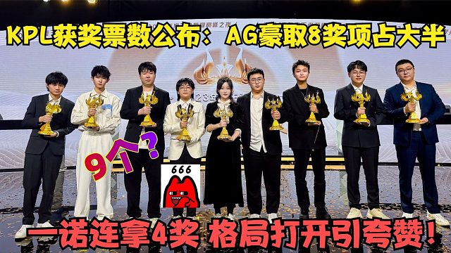 KPL获奖票数公布：AG豪取8奖项占大半，一诺连拿4奖，格局打开引夸赞