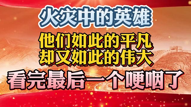 火灾中的英雄：平凡而伟大，看完最后一个直接哽咽了！