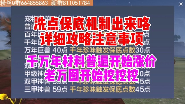 宠物坐骑洗点保底机制开放【注意事项以及细节分享】