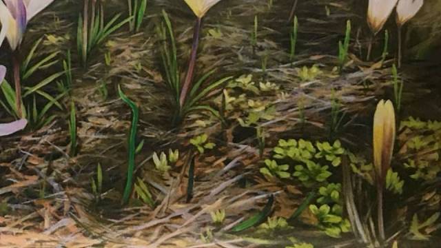 手绘风景山水花卉意境壁画