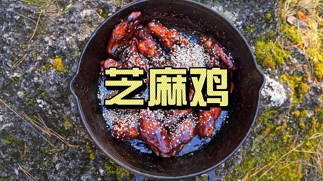 户外烹饪：芝麻鸡翅