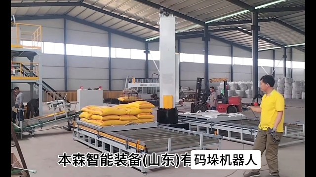立柱式码垛机器人  生产能力大全自动码垛，肥料码垛机多少钱？肥料码垛机械手#工业机器人 #自动化设备