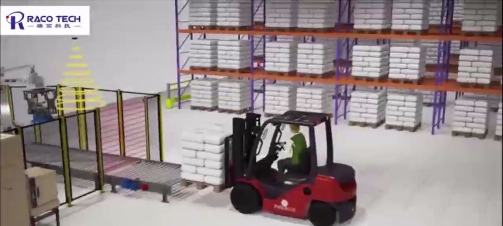 机器人拆垛滚筒拆包机联合演示