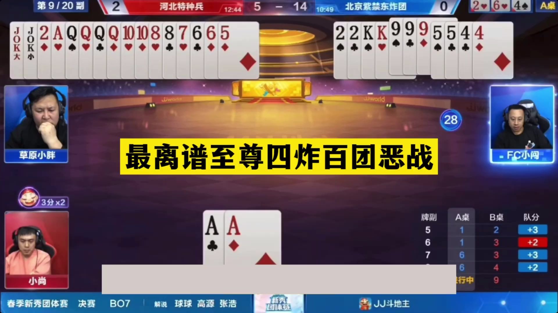 斗地主：最离谱至尊四炸百团恶战！铁牌惨遭三炮围攻！结局逆天