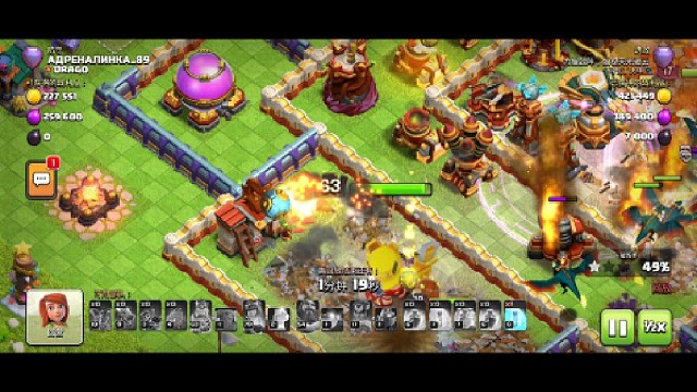 部落冲突国际服:蛮王尖刺足球配合飞龙龙骑士三星十六本