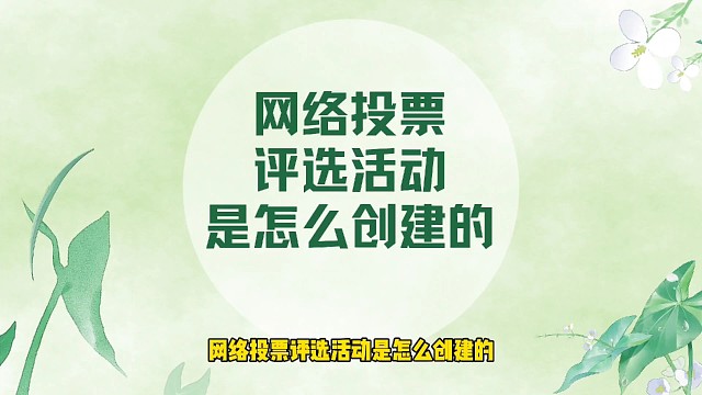网络投票评选活动是怎么创建的